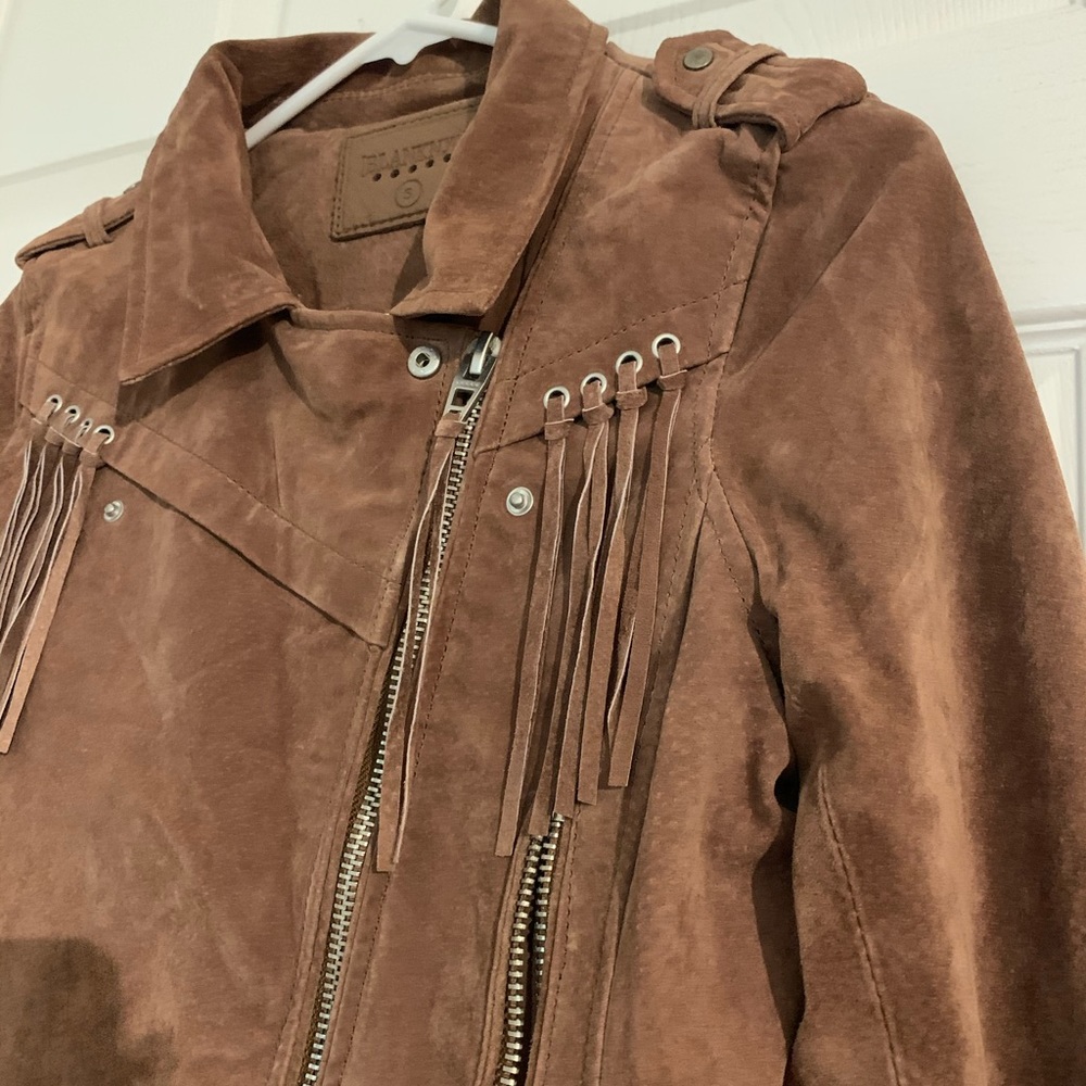 Blank NYC Suede Fringe Moto Jacket